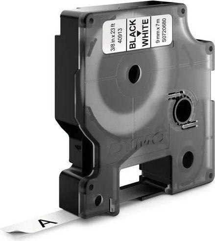 Labeltape Dymo D1 9 mm x 7 m - sort på hvid