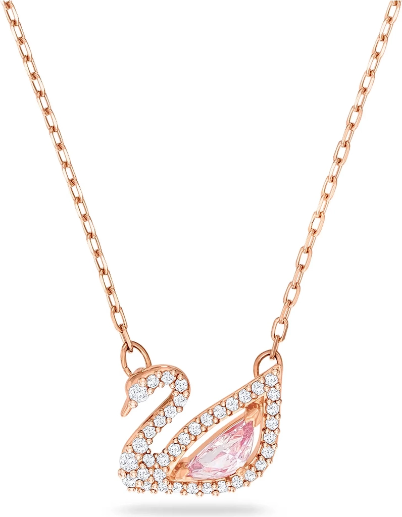 Swarovski Dazzling Swan Necklace - Rose Gold/Transparent/Pink