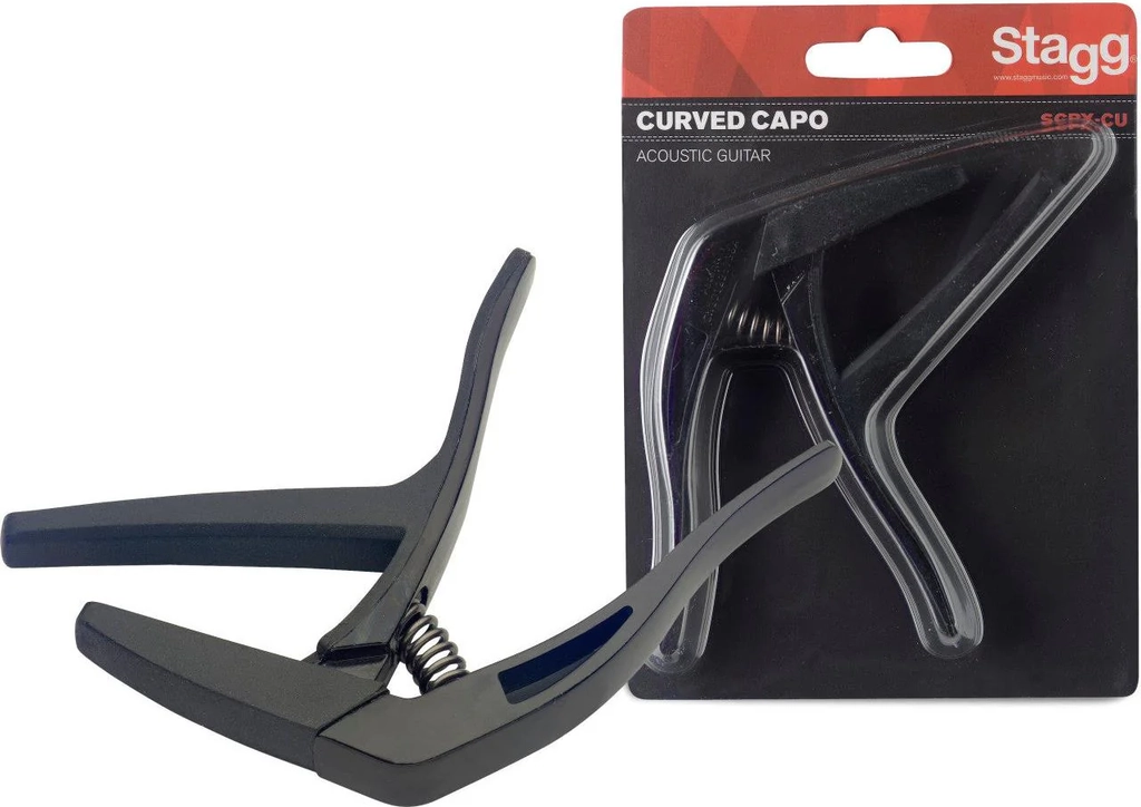 Stagg Curved Trigger Capo For Acoustic & Electric Guitar, Black