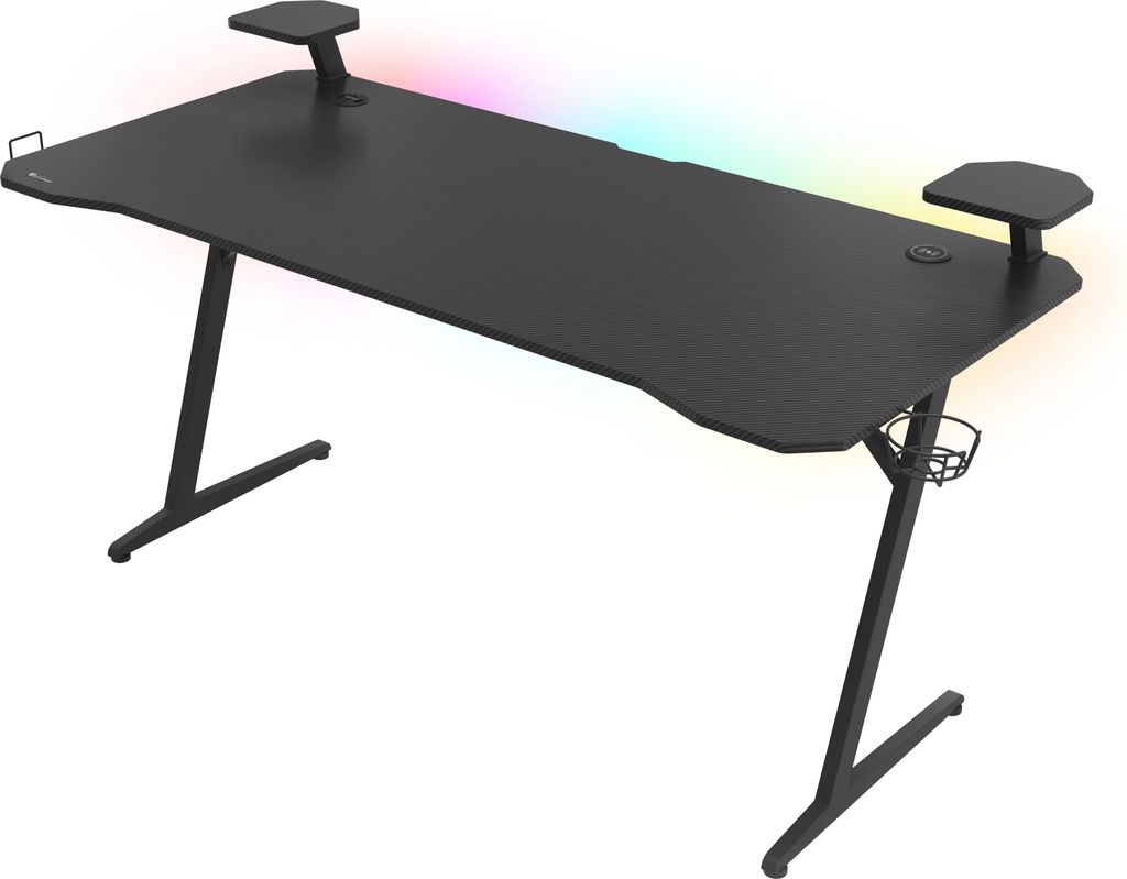Gaming skrivebord Genesis Holm 510 RGB – sort, stålramme, 160 × 75 cm