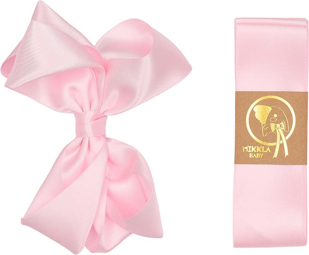 Baby Dåbsbånd Med Sløjfe Silke - Pearl Pink