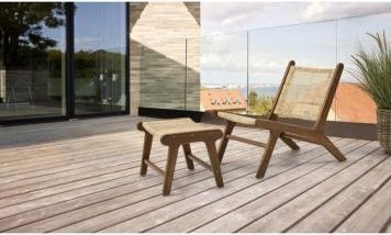 Sunfun Loungestol Med Skammel Teak Rattan