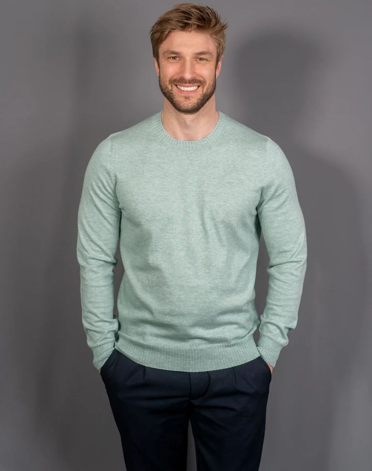 cashmere cotton c-neck - mint