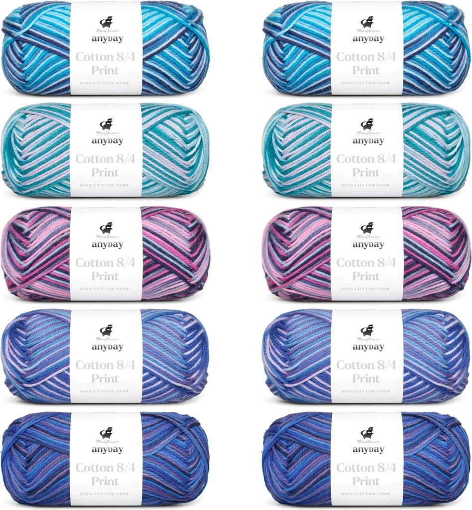 ANYDAY Cotton 8/4 Print Colorbag 10-pak
