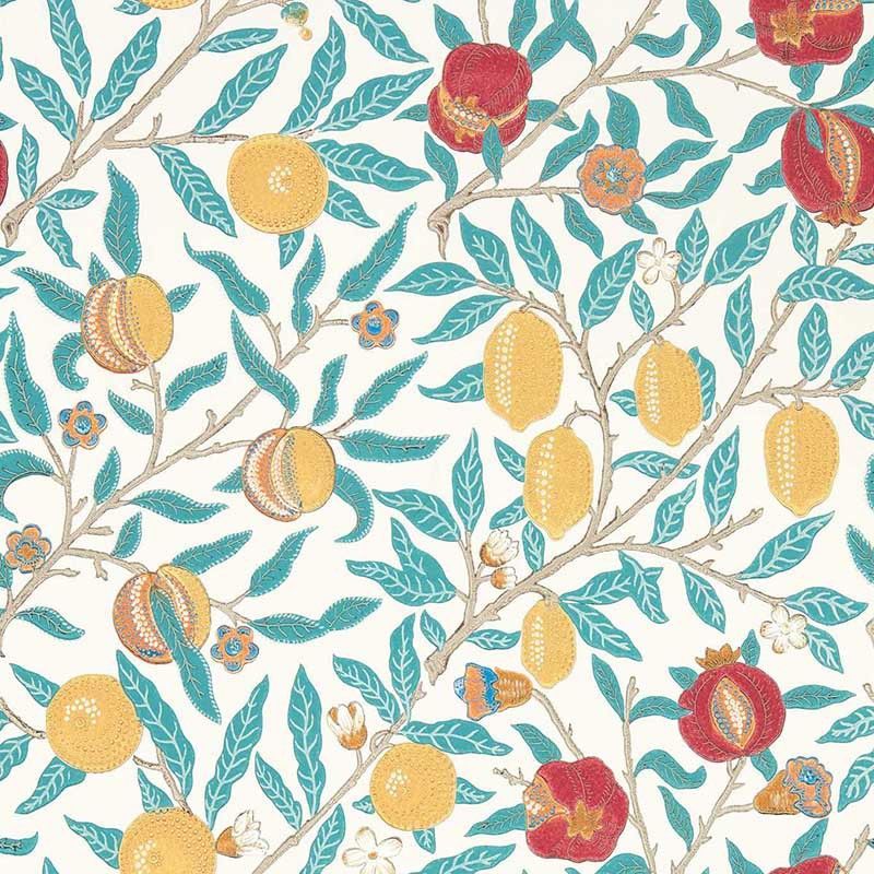 William Morris Fruit Leaf Green/Madder 217086