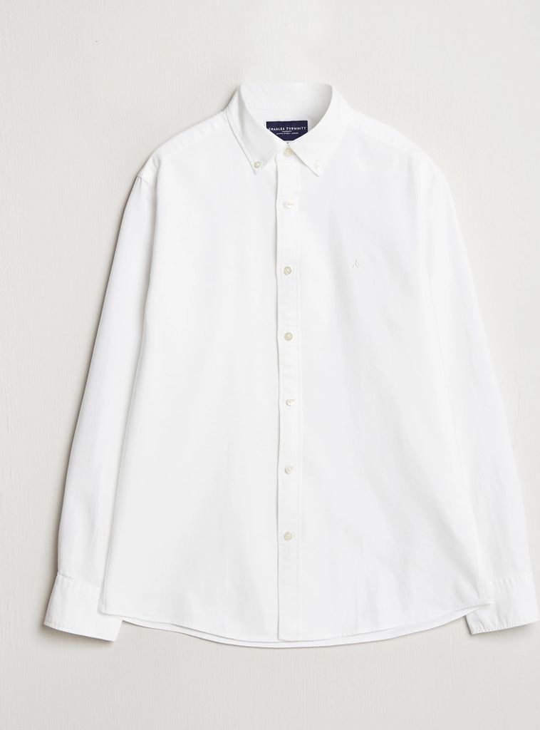 Charles Tyrwhitt Men's Button-Down Collar Washed Oxford Casual Shirt Single Cuff Cotton