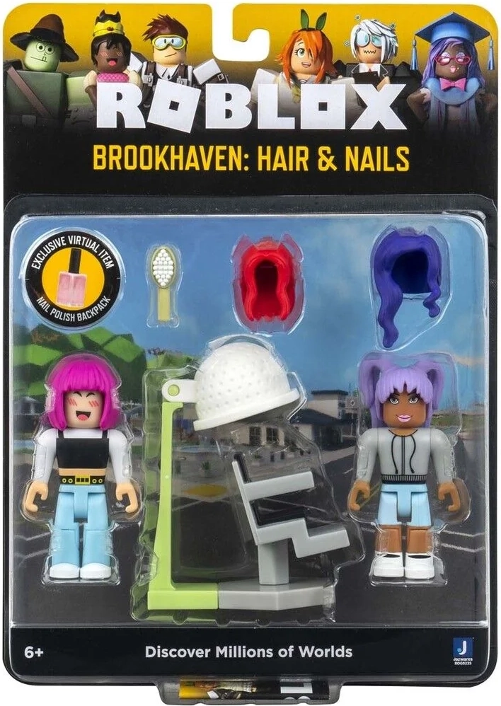 Roblox Celebrity Game Pack: Brookhaven: Hair & Nails [Includes Exclusive Virtual Item] Multicolor, (ROG0235)