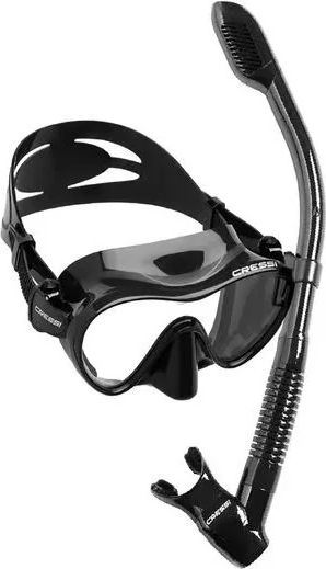 Cressi F1 Dry Combo Rahmenlose Maske Schnorchel Dry Combo Set zum Tauchen und Schnorcheln, Schwarz, Einheitsgröße, Unisex Erwachsene