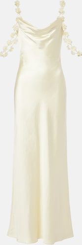 Self-Portrait Satin Striped Maxi Satin Dress - Gul