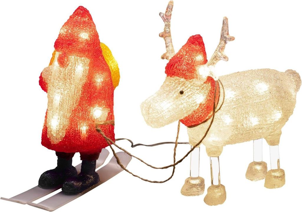 Konstsmide Santa And Reindeer Red/White Julepynt