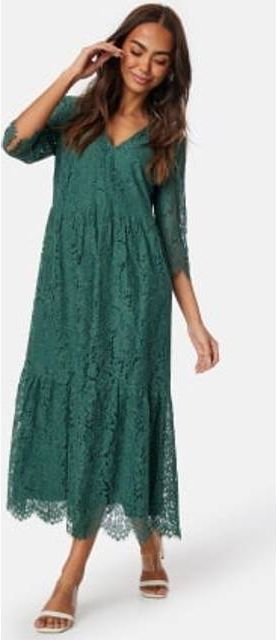 Happy Holly V-neck Lace Midi Dress Green