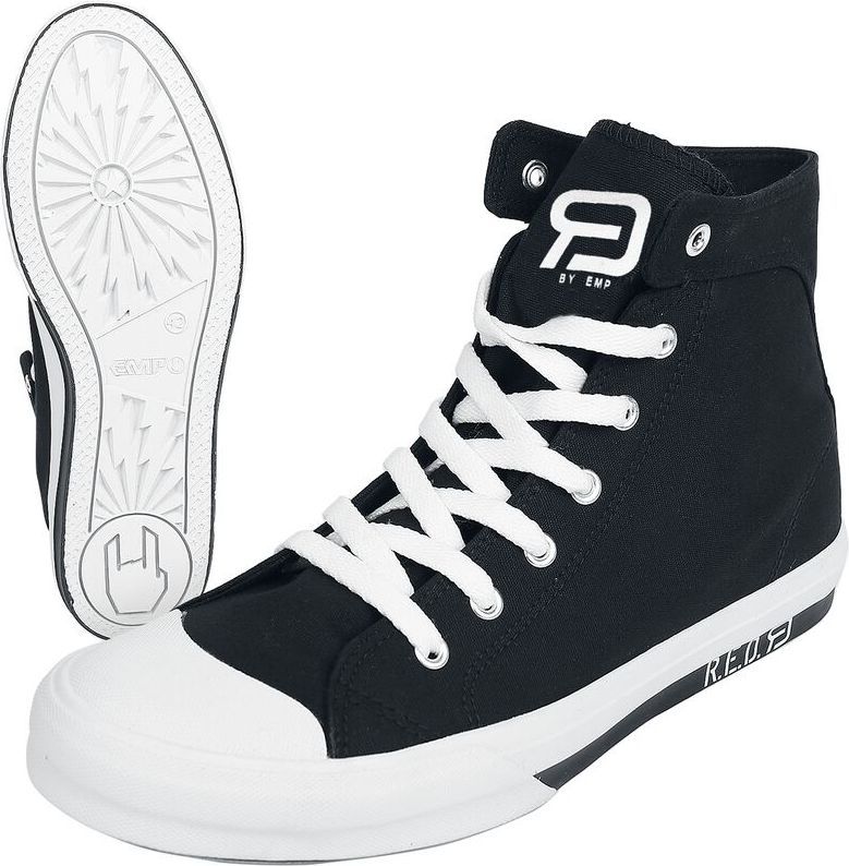 RED by EMP Sneakers, høje Walk The Line till Unisex sort-hvid