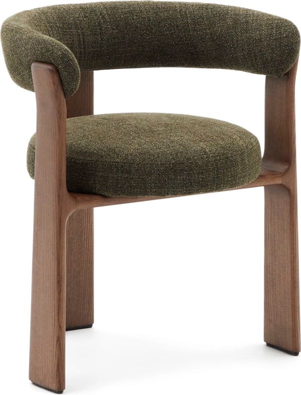 Kave Home Granite 3-Benet Spisebordsstol Grøn Chenille Stol