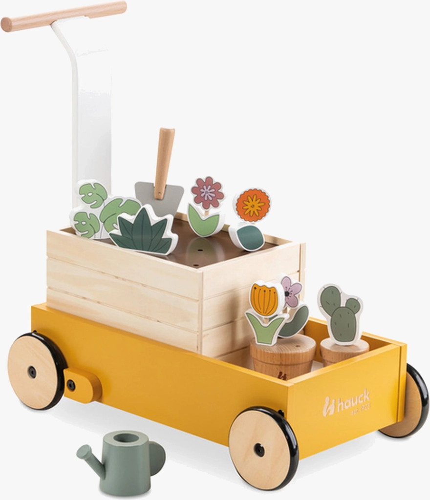Hauck Baby Lauflernhilfe Learn to Walk mit Gärtner Rollenspiel, Lauflernwagen mit Bremssystem ab 12 Monaten, Lernwagen aus Holz FSC Zertifiziert Lernspielzeug Motorikspiel Plants