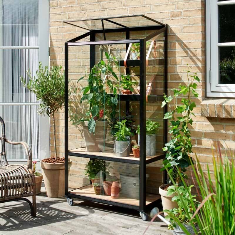 juliana urban city greenhouse vægdrivhus sort med hærdet glas 0,32 m²