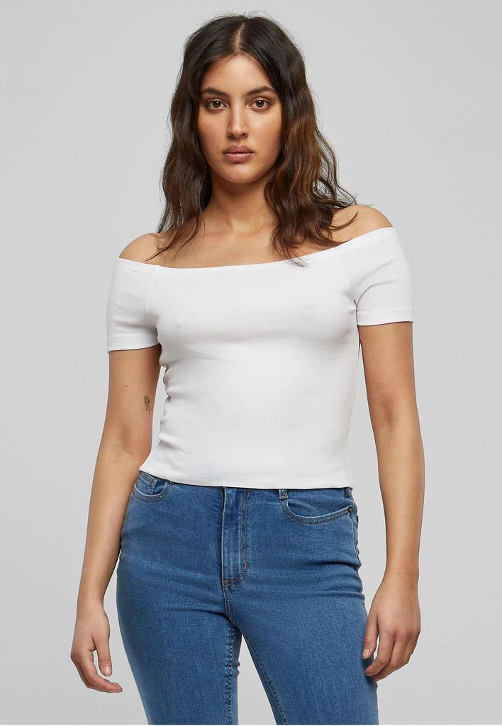 UC Ladies UC Off Shoulder Rib Tee White / XS T-shirt