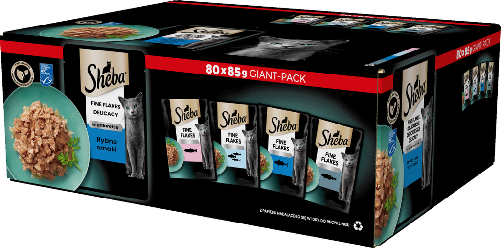Vådfoder til kat - Sheba Delicacy Fjerkræ i gelé, 80 × 85 g