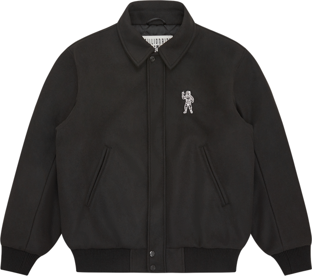 COLLARED VARSITY JACKET BLACK