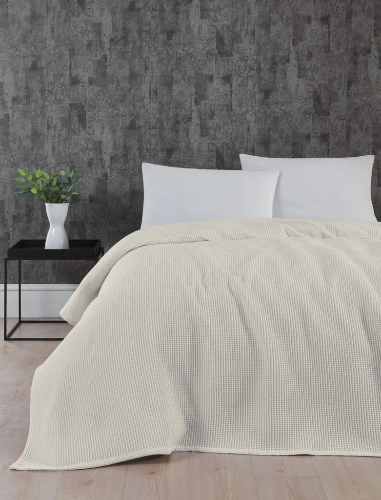 byskagen - sengetæppe waffle off white 240x260 cm