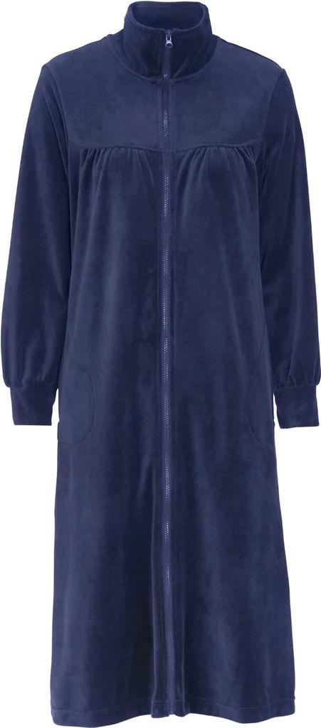 Damella Velour Morgenkåbe m/ Lynlås Navy