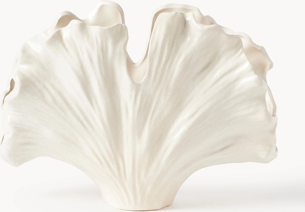 vase gingko i muslingeskal, h 24 cm