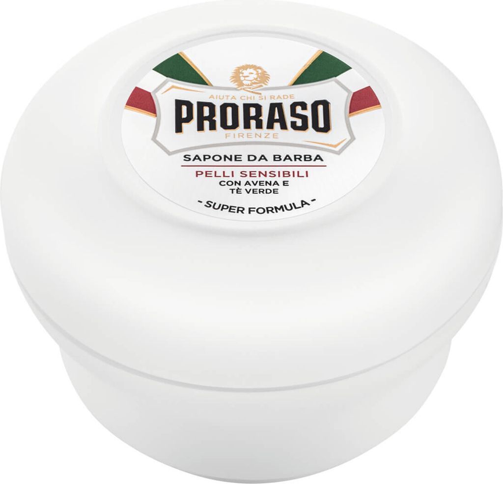 Proraso Barbersæbe i skål - Sensitive, Grøn Te & Havre, 150 ml.