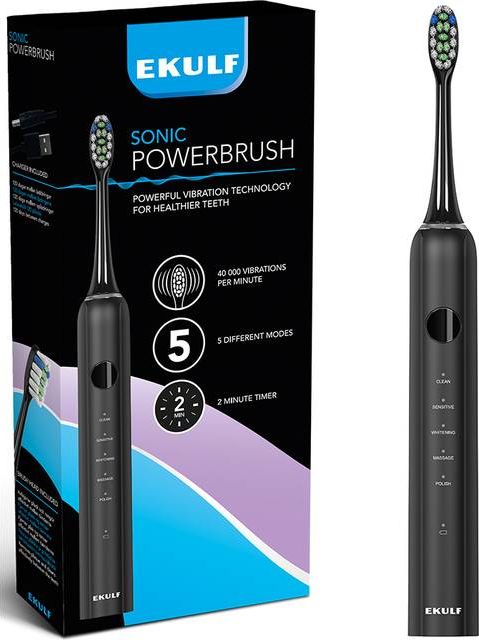 Ekulf PowerBrush SONIC Elektrisk Tandbørste Black