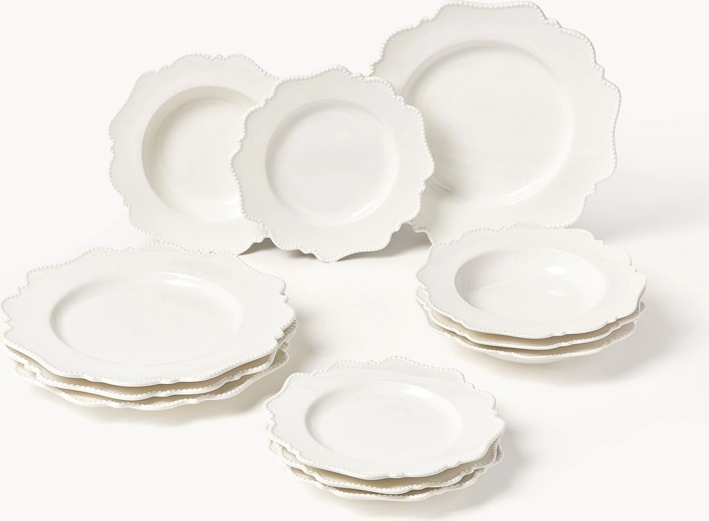 Westwing Collection Porzellan-Geschirr-Set Grace, 4