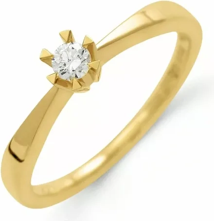 kampagne - diamant solitairering i 14 karat guld 0,09 ct