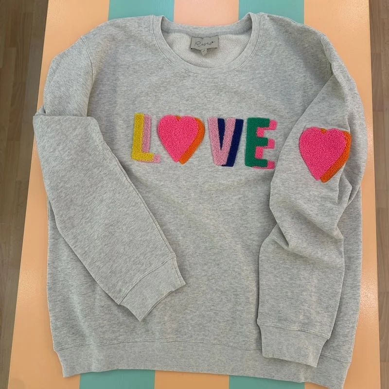 love sweatshirt, grå med multi