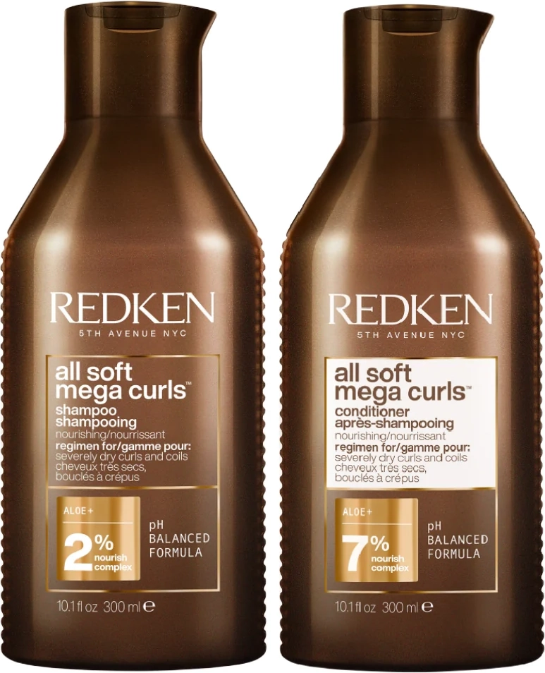 redken all soft mega curl hydrating and nourishing shampoo and conditioner bundle for curly and coily hair