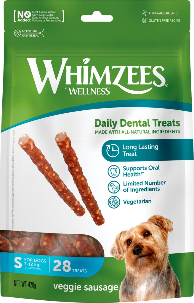 whimzees veggie sausage small 28 st