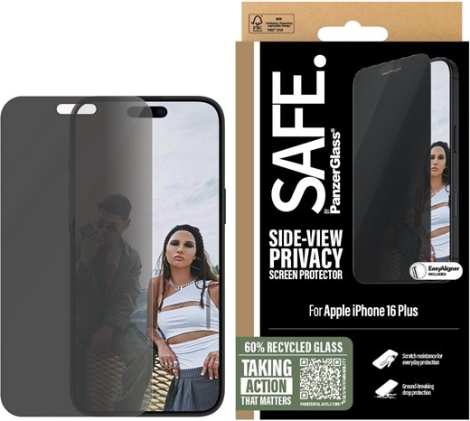 Skærmbeskytter med privatliv – PanzerGlass iPhone 16 Plus/15 Plus (Ultra‑Wide Fit)