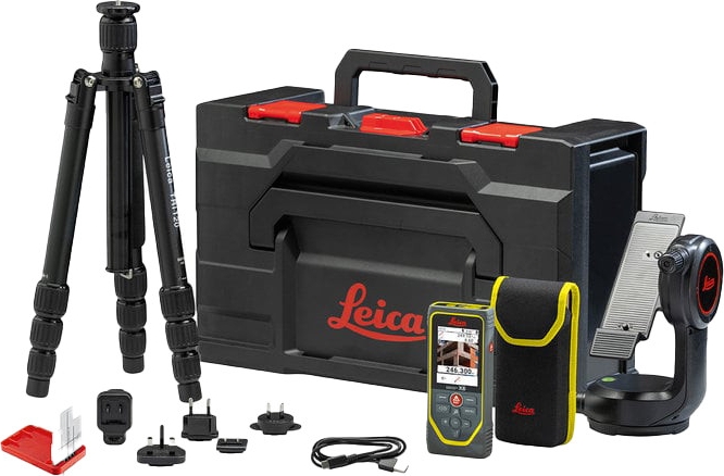 leica disto x6 afstandsmåler, dst360-x point to point adapter, komplet i kuffert