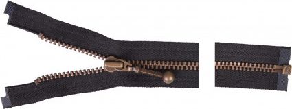 YKK Delbar Lynlås Antik Messing 50cm 4mm Sort