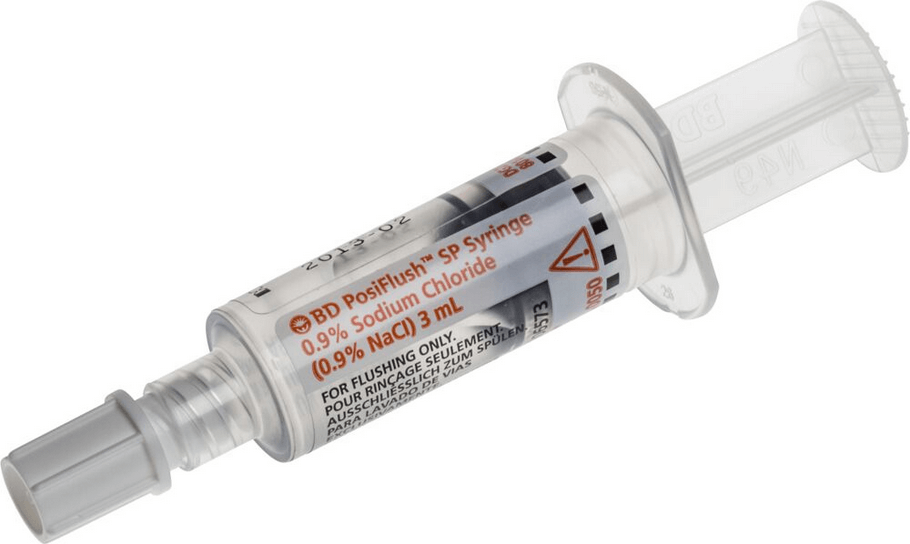 sprøjte, bd posiflush, 3 ml, til i.v., forfyldt med 0,9% nacl, 1 stk.
