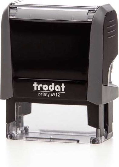 Trodat Printy 4912 med tekstplade og farvepude.