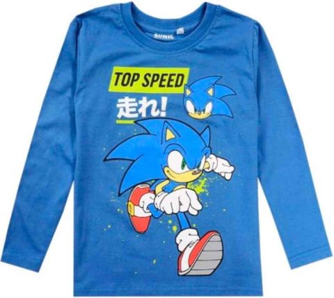 sonic the hedgehog t-shirt blå 4-9 år top speed
