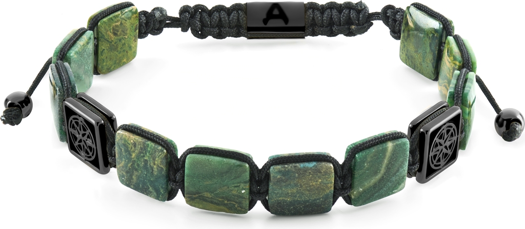 Elysian Sort Grøn Tigerøje Flad Perle Armbånd