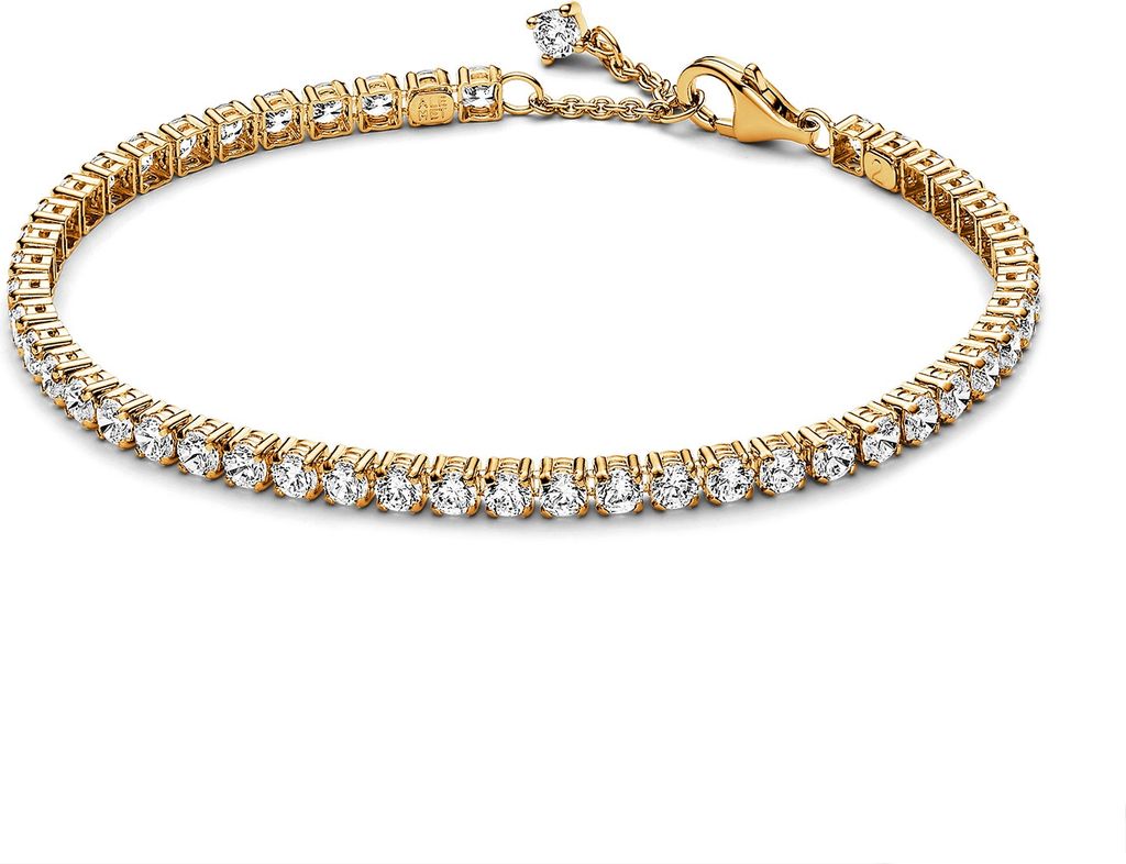 pandora funklende tennisarmbånd forgyldt metalblanding m. cz (16 cm)