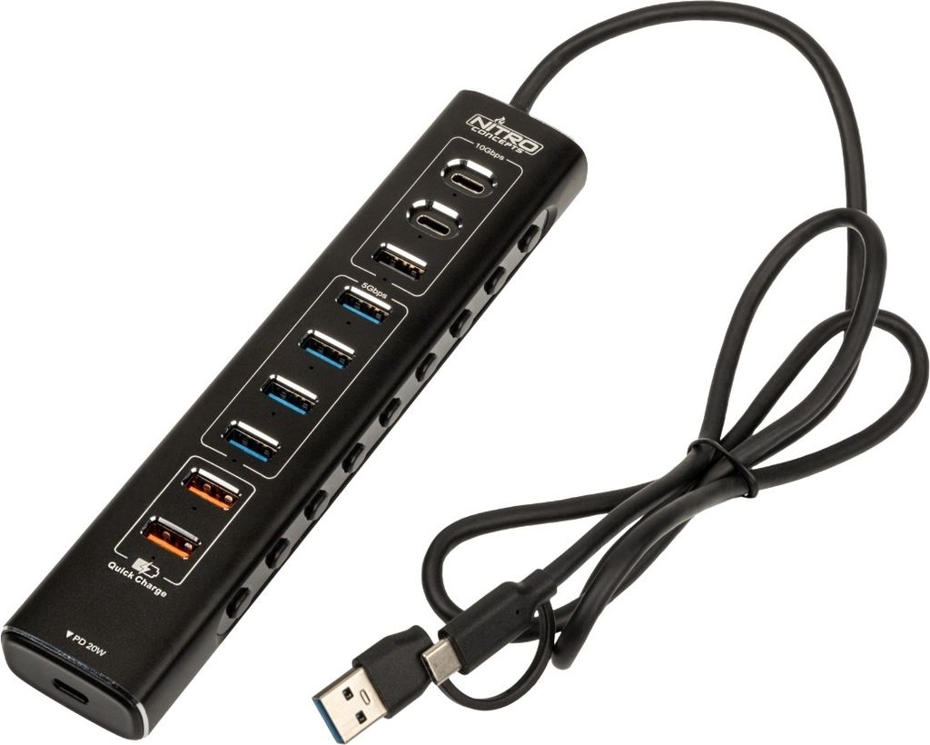 Nitro Concepts UH1 10-Ports Hybrid USB Hub