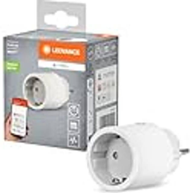 LEDVANCE SMART Indoor Plug, Smarte Steckdose mit Matter over WiFi, zur Einbindung konventioneller Geräte ins Smart Home, kompatibel mit Alexa, Google & Apple, misst&spart Stromverbrauch, weiss,1-Pack