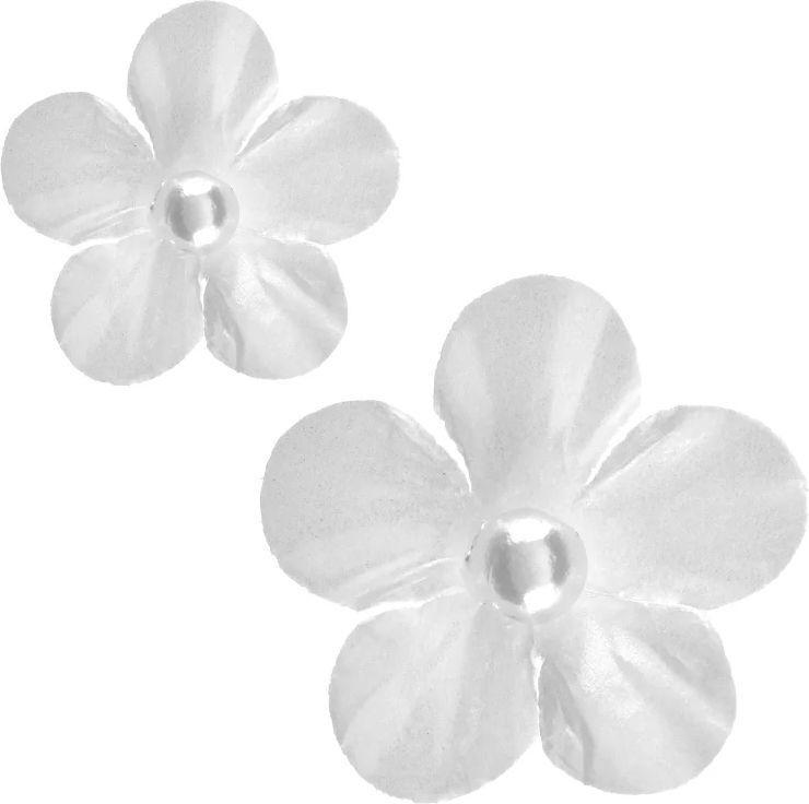Hvide Stofblomster Med Perle 40 Stk
