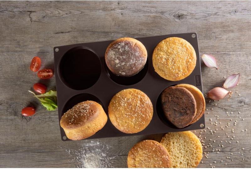 burgerbolle silikoneform/flexiform - 6stk. ø10cm, lurch