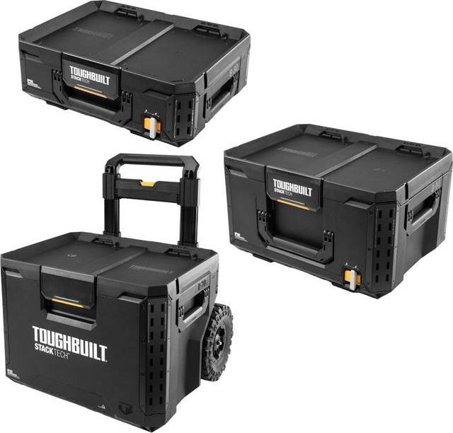 Toughbuilt stacktech set werkzeugkiste 3 tlg. tb-b1s3-b70r ip65 2x toolbox Schwarz