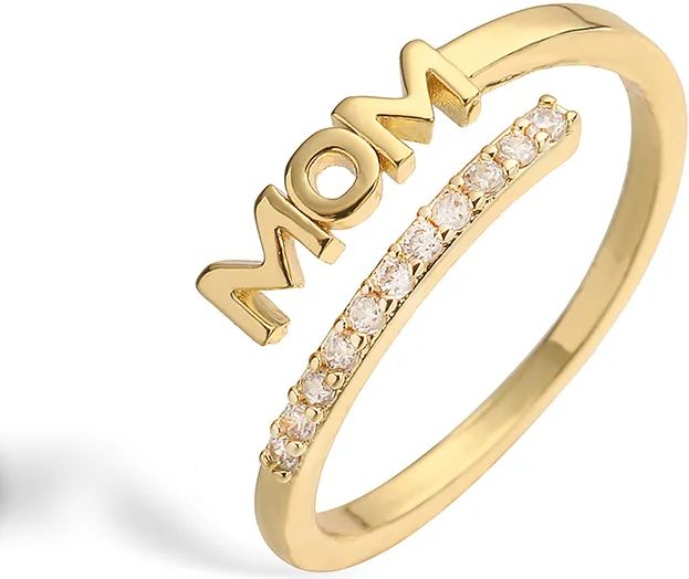 Mom ring med zirkoner i 18 karat forgyldt kobber