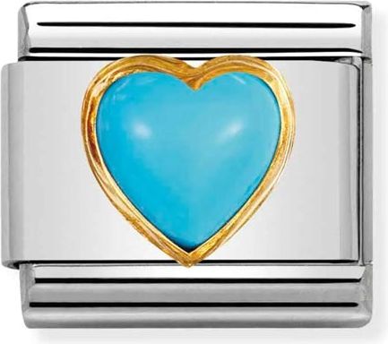 nomination - led, 18 kt. stone heart turquoise - rustfrit stål