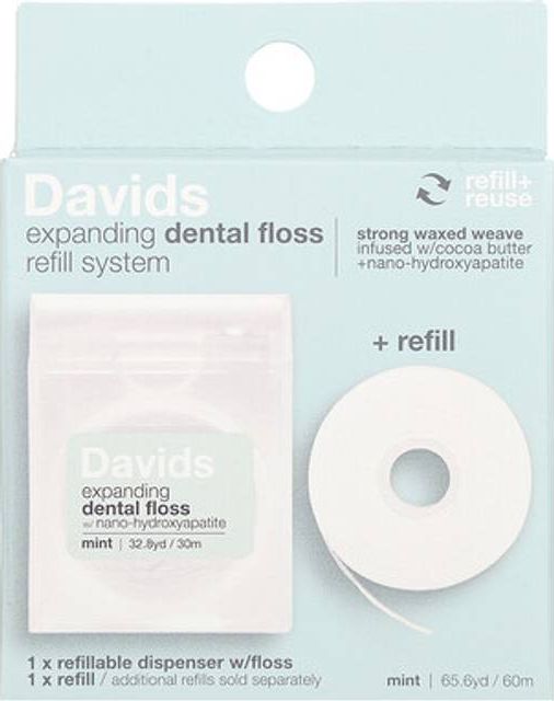 Davids Davids Natural Toothpaste, Expanding Floss Refill System + Refill, Mint, 2 Count