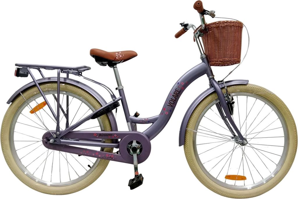 Volare Blossom Barncykel Med Cykelkorg, 20 Tum Lila
