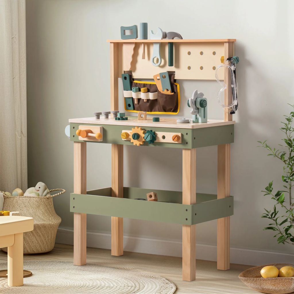robud werkzeugbank für kinder aus holz, avocadogrün
